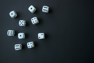 Many dice on black background