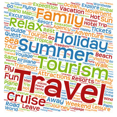 Conceptual tourism or travel  word cloud