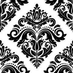 Seamless Vector Oriental Pattern With 3D Elements