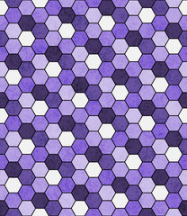 Purple, Black and White Hexagon Mosaic Abstract Geometric Design