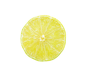 slice of fresh lemon that were cut in half isolated on white background
