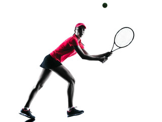Fototapeta na wymiar woman tennis player sadness silhouette