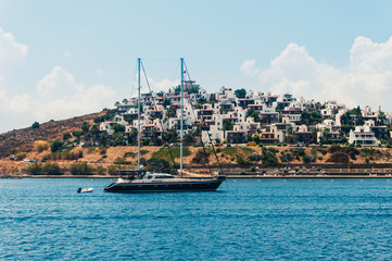Yacht sailing in Aegean sea