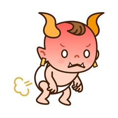 鬼のように怒る赤ちゃん