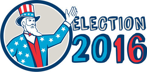 Election 2016 Uncle Sam Hand Up Circle Retro