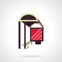 Bus stop with lightbox flat vector icon