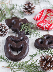 Christmas cakes in chocolate