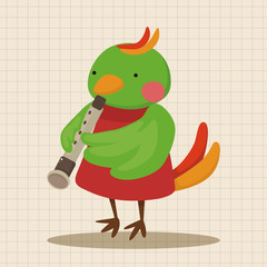animal bird playing instrument cartoon theme elements