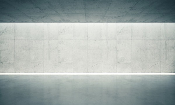 Fototapeta Concrete blank space interior wall. 3d render