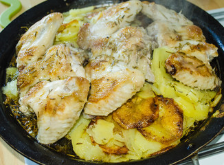 the chicken and roast potatoes