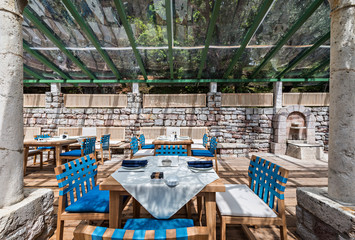 Fototapeta na wymiar Interior of a summer terrace of restaurant