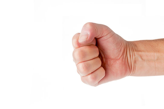 Fist closeup isolated on white background