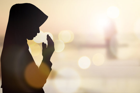 Muslim Woman pray and Beautiful background..