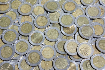 Thai Baht, 10 Baht coins.