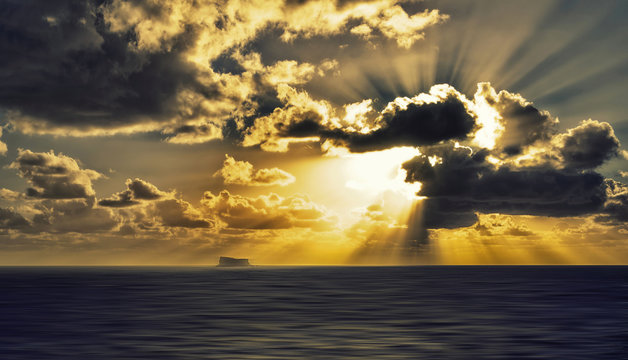 Small island Fifla in Malta on sunset