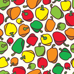 Seamless vegetables bell pepper pattern background vector