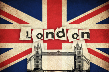 Flag of United Kingdom with bridge