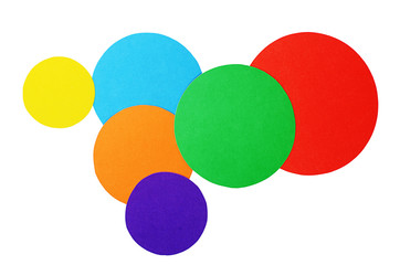Circles color paper isolated on white