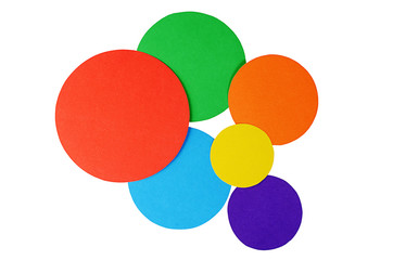 Circles color paper isolated on white