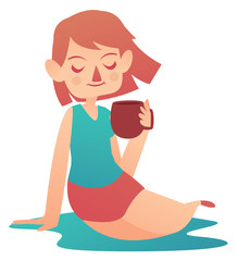 Relaxing Girl Holding a Mug