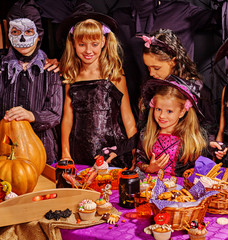 Children on Halloween party .