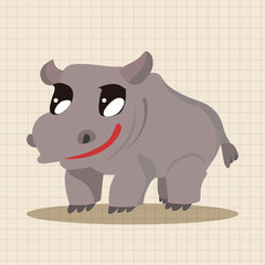 animal hippo cartoon theme elements