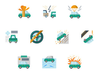 Naklejka premium Colored icons for car insurance
