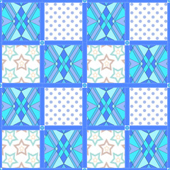 Patchwork seamless pattern ornament dotted background