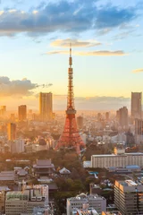 Foto auf Acrylglas Tokio Skyline von Tokio bei Sonnenuntergang in Tokio