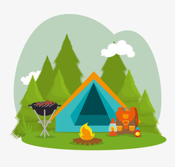 Camping vacation and travel