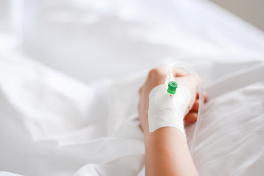 Patient with intravenous drip or perfuse