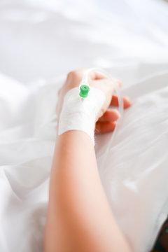 Patient with intravenous drip or perfuse
