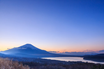Fototapeta na wymiar Mt. Fuji, Japan at Lake Kawaguchi
