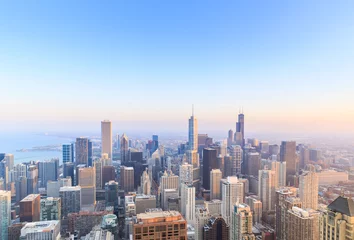 Deurstickers Chicago skyline view over Lake Michigan. © pigprox