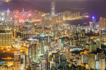 Plakat Hong Kong city skyline at sunset