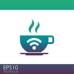 Free Wi-Fi zone vector icon. Cup with wireless signal.