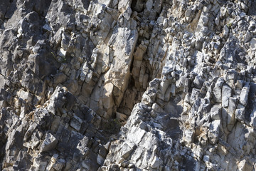 The close-up relief of the rocks