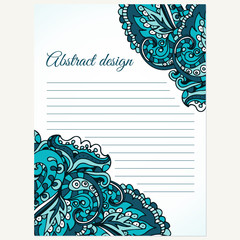 Abstract invitation card. Vector template poster with doodles fo