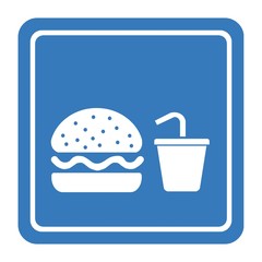 Burger et boisson dans un panneau