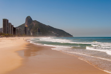 Empty Sao Conrado Beach in Rio de Janeiro