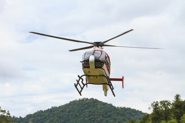 Fototapeta na wymiar Helicopter flying