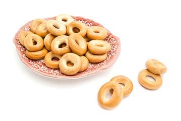 bagels on a dish on white