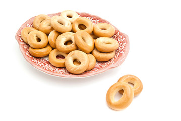 many bagels on a dish