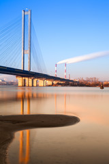 South bridge in the morning Kiev city. Ukraine.