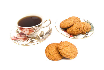 cup of tea and oatmeal cookies