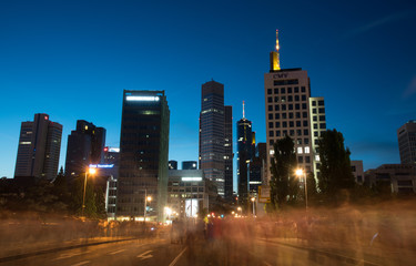 Fototapeta na wymiar Skyline of Frankfurt city in twilight