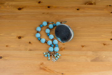 Crochet beads with pendant starfish and hand mirror