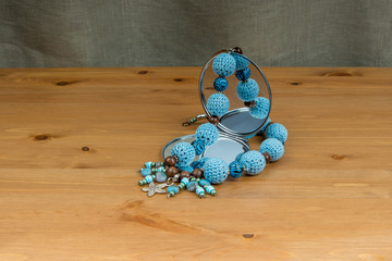 Crochet handmade beads with pendant starfish and hand mirror