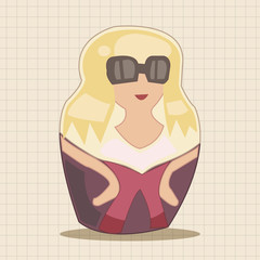 Matryoshka , Russian traditional wooden doll, vector pattern, el