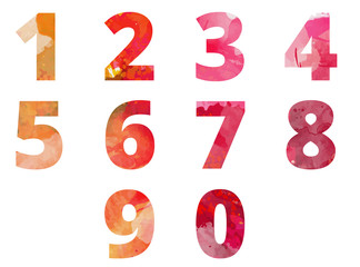 Numbers watercolor symbols vector illustration